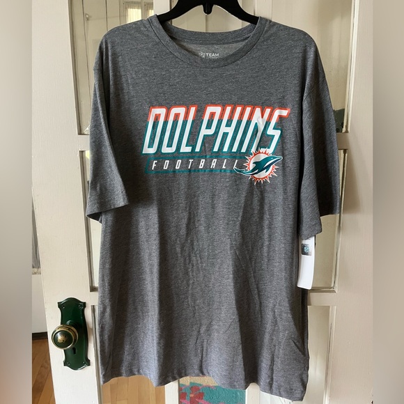 NFL Team Apparel Miami Dolphins Gray Short Sleeve Tee - Size XL - Picture 1 of 6
